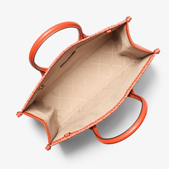 New Michael Kors Mirella Medium Ombré Logo Tote Bag Red Clay - Picture 3 of 3